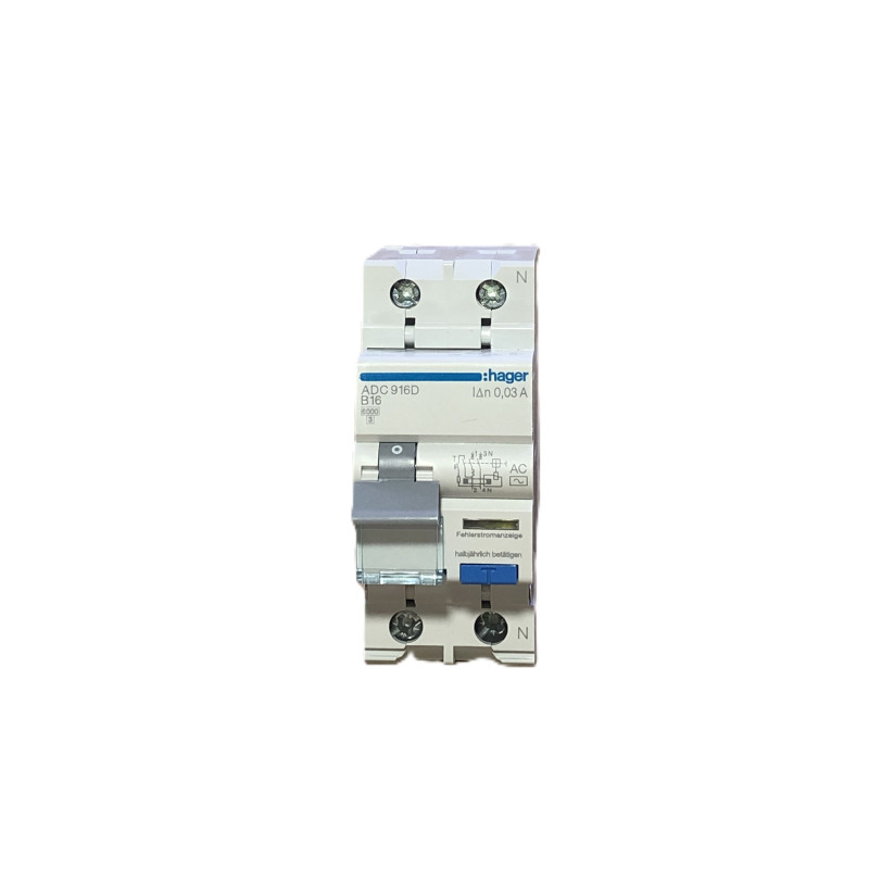 Wyłącznik różnicowonadprądowy ADC916D B16A 30mA Typ AC 1P+N 6kA Hager Wyłącznik różnicowonadprądowy ADC916D B16A 30mA Typ AC 1P+N 6kA Hager